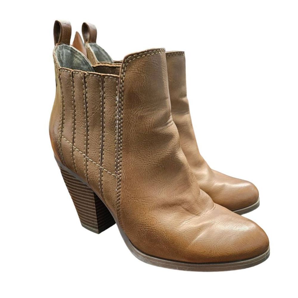 Franco Sarto Tan Heeled Ankle Boots size 9